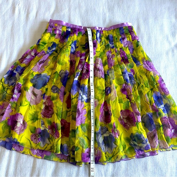 WD.NY Womens Pleated Silk Skirt Sz 6 Floral Lined Y2K Easter Flowy Coquette Girl - Picture 6 of 8